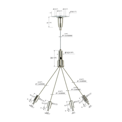 Zestaw do zawieszenia widelca High Bay, zestaw do zawieszania drutu mosiężnego niklowanego YW-86023