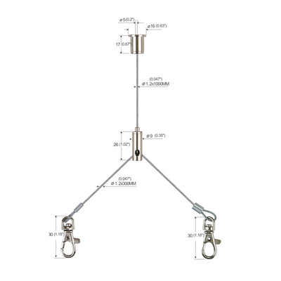 System wiszący LED w kształcie litery Y z hakiem homara YW-86021